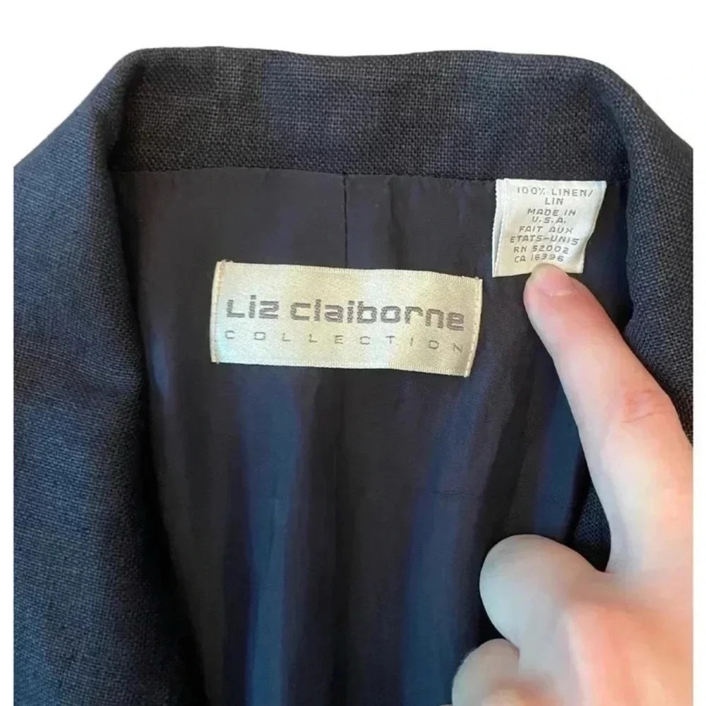 Liz Claiborne Vintage 1980s 100% Linen‎ Navy Blazer | Size 6 | Classic - Picture 2 of 8